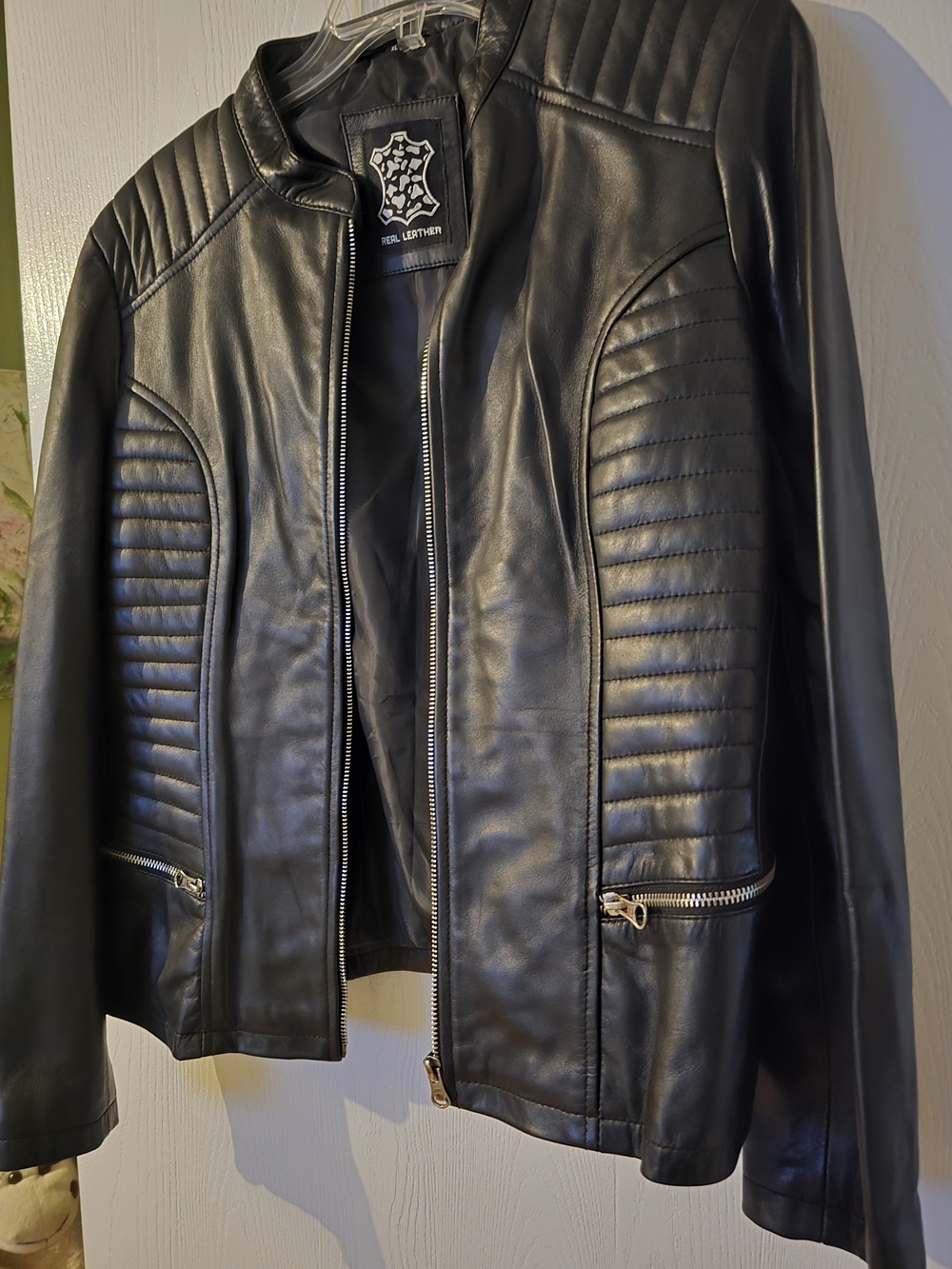 Black Women's Quilted Moto Jacket